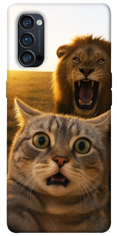 Чехол Shocked cat and lion для Oppo Reno 4 Pro 5G