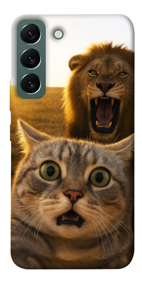 Чохол Shocked cat and lion для Galaxy S22