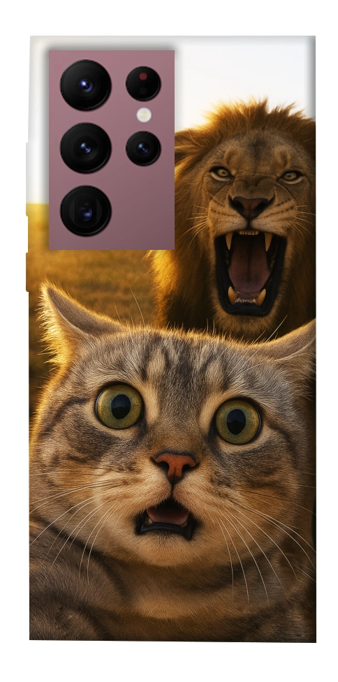 Чехол Shocked cat and lion для Galaxy S22 Ultra