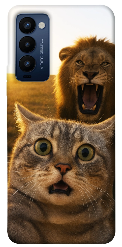 Чехол Shocked cat and lion для TECNO Camon 18