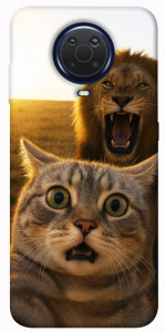 Чохол Shocked cat and lion для Nokia G10