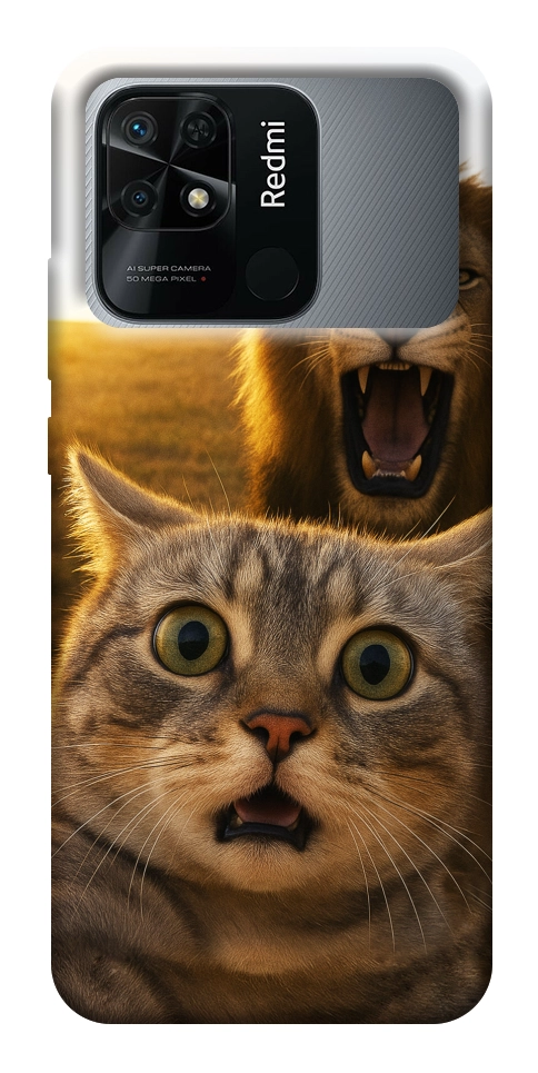 Чехол Shocked cat and lion для Xiaomi Redmi 10C