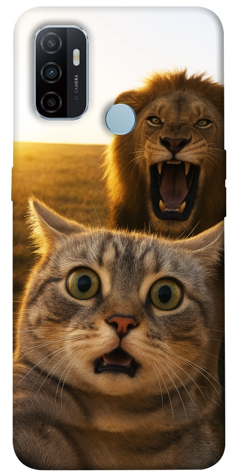 Чехол Shocked cat and lion для Oppo A32