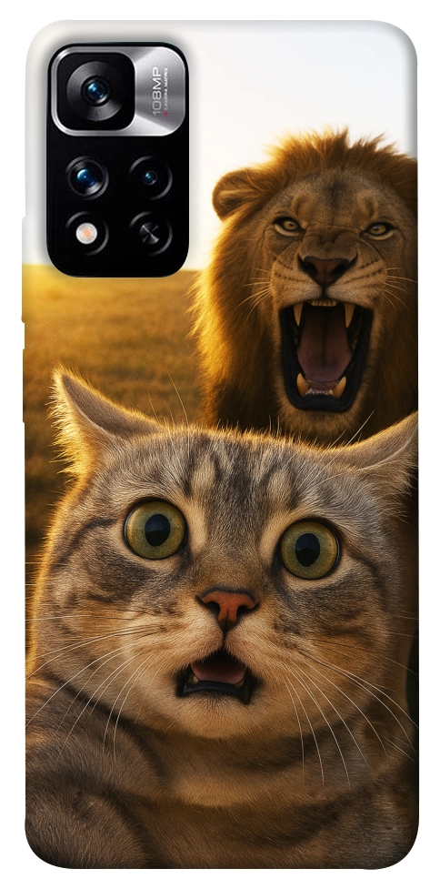 Чехол Shocked cat and lion для Xiaomi Redmi Note 11 5G