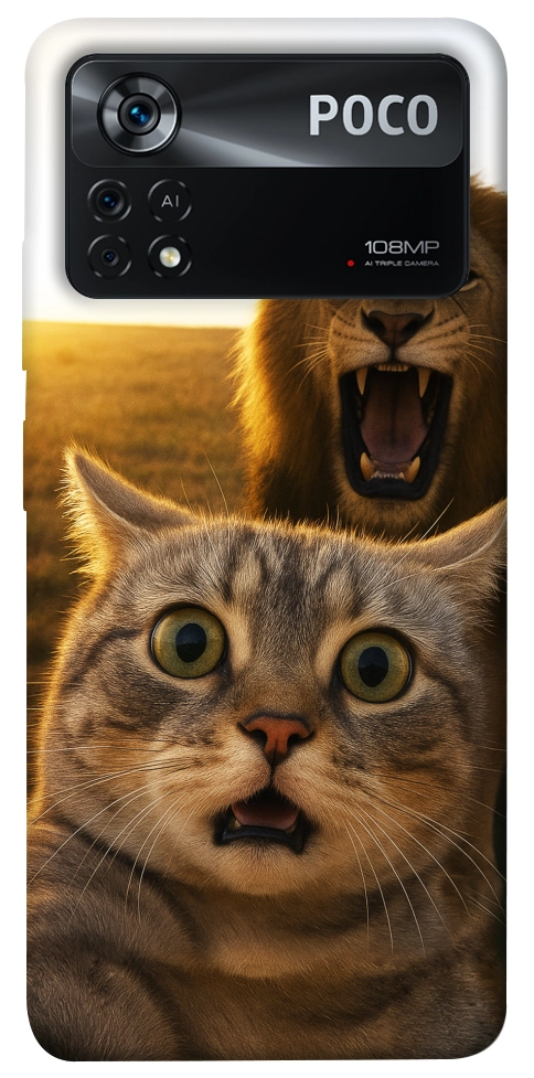 Чехол Shocked cat and lion для Xiaomi Poco X4 Pro