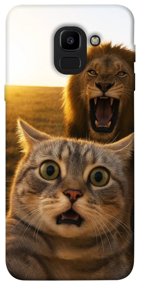 Чохол Shocked cat and lion для Galaxy J6 (2018)