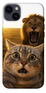 Чохол Shocked cat and lion для iPhone 14 Plus