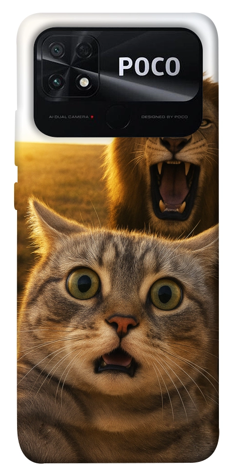 Чехол Shocked cat and lion для Xiaomi Poco C40