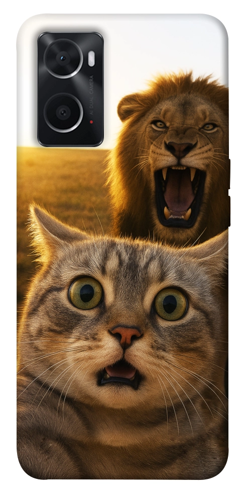 Чохол Shocked cat and lion для Oppo A76 4G