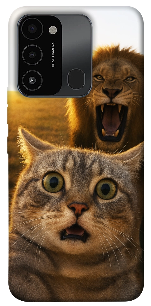 Чохол Shocked cat and lion для TECNO Spark 8C