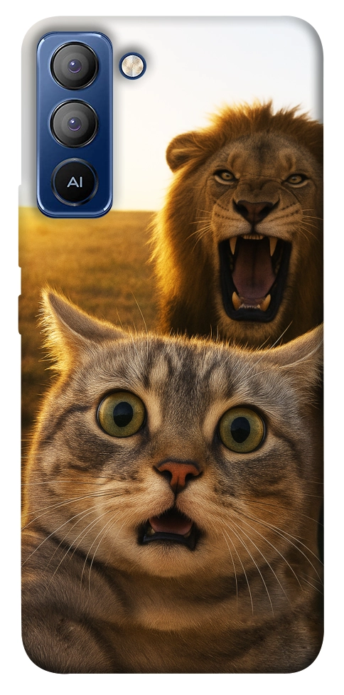 Чохол Shocked cat and lion для TECNO Pop 5 LTE