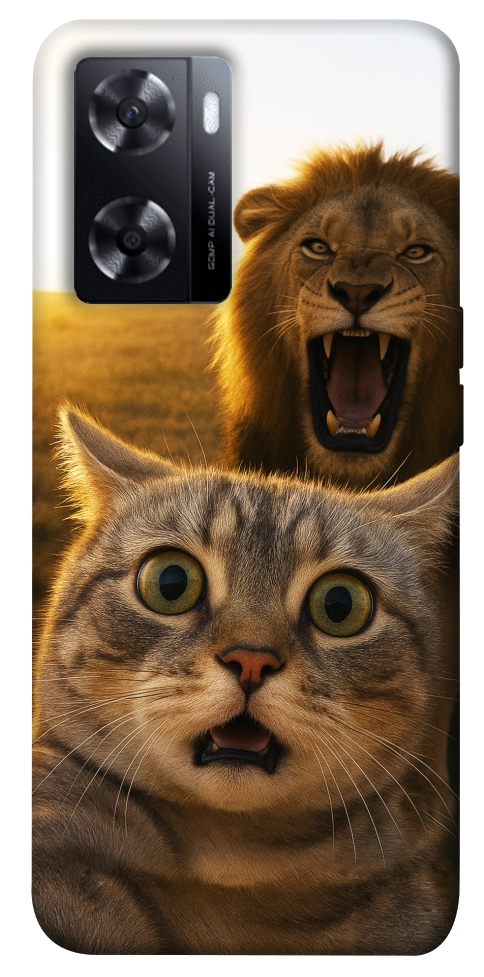 Чехол Shocked cat and lion для Oppo A57s