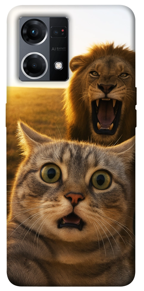 Чехол Shocked cat and lion для Oppo Reno 7 4G