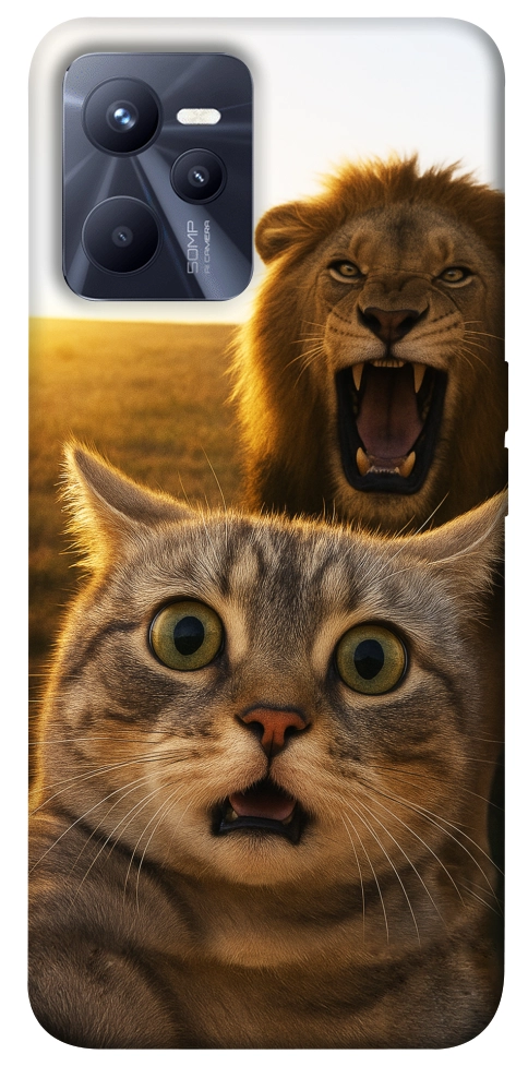 Чохол Shocked cat and lion для Realme C35