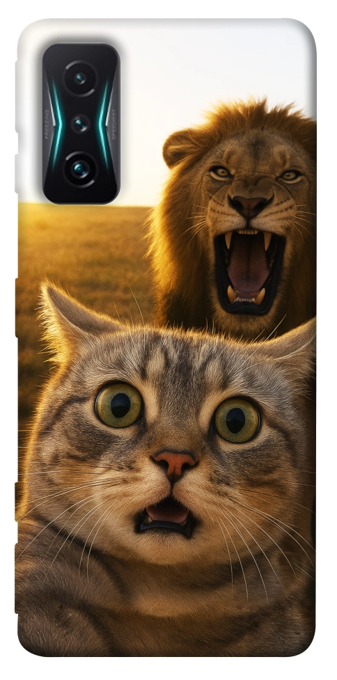 Чехол Shocked cat and lion для Xiaomi Redmi K50 Gaming