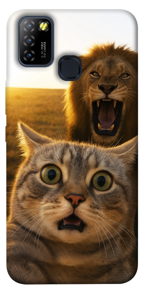 Чохол Shocked cat and lion для Infinix Hot 10 Lite