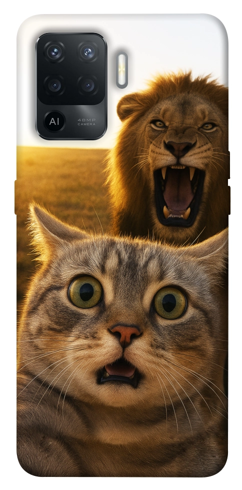 Чехол Shocked cat and lion для Oppo Reno 5 Lite