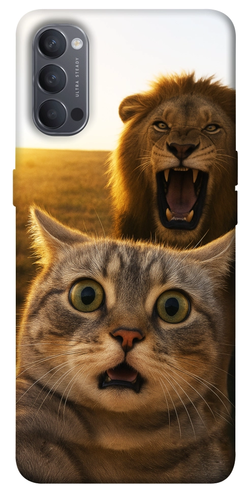 Чехол Shocked cat and lion для Oppo Reno 4