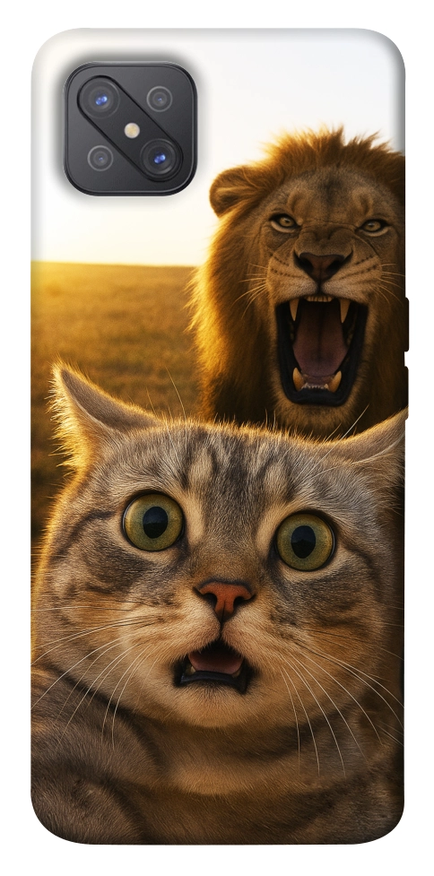 Чехол Shocked cat and lion для Oppo A92s
