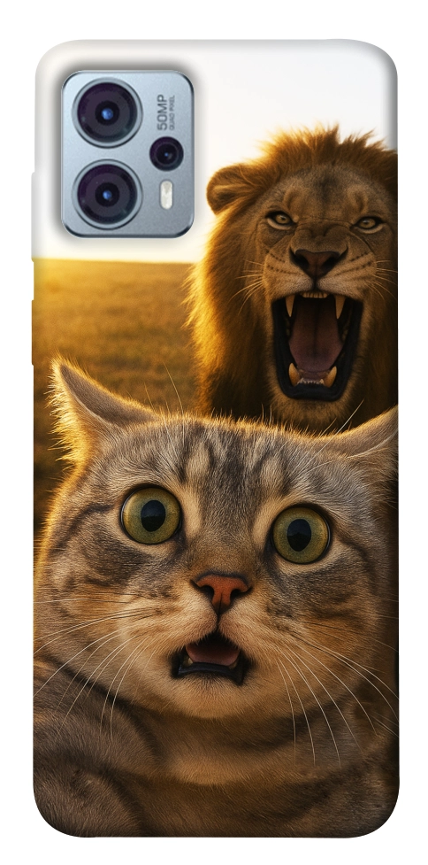 Чехол Shocked cat and lion для Motorola Moto G23