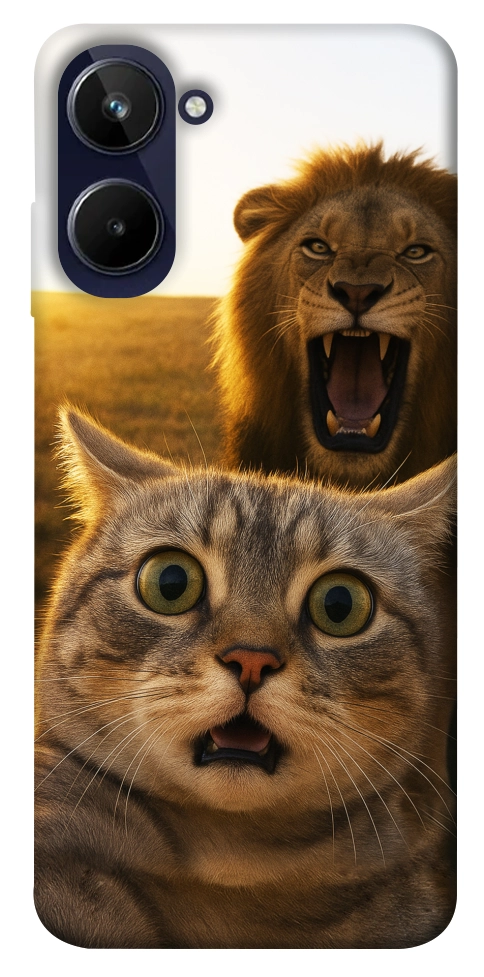 Чохол Shocked cat and lion для Realme 10 4G