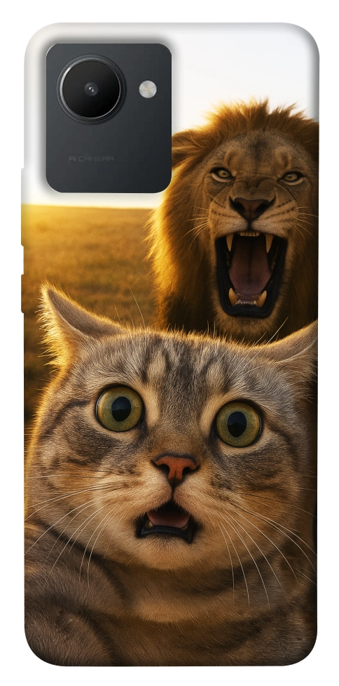 Чохол Shocked cat and lion для Realme C30