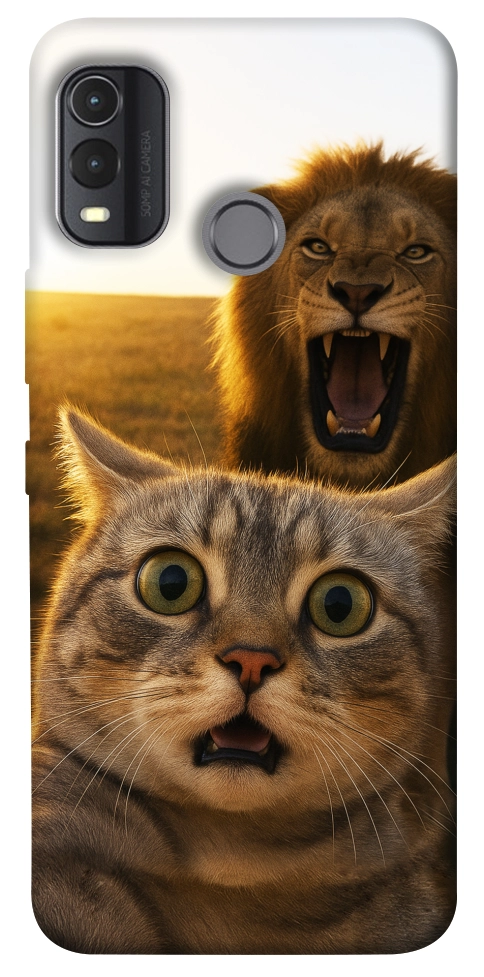 Чехол Shocked cat and lion для Nokia G11 Plus