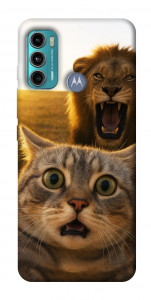 Чехол Shocked cat and lion для Motorola Moto G60