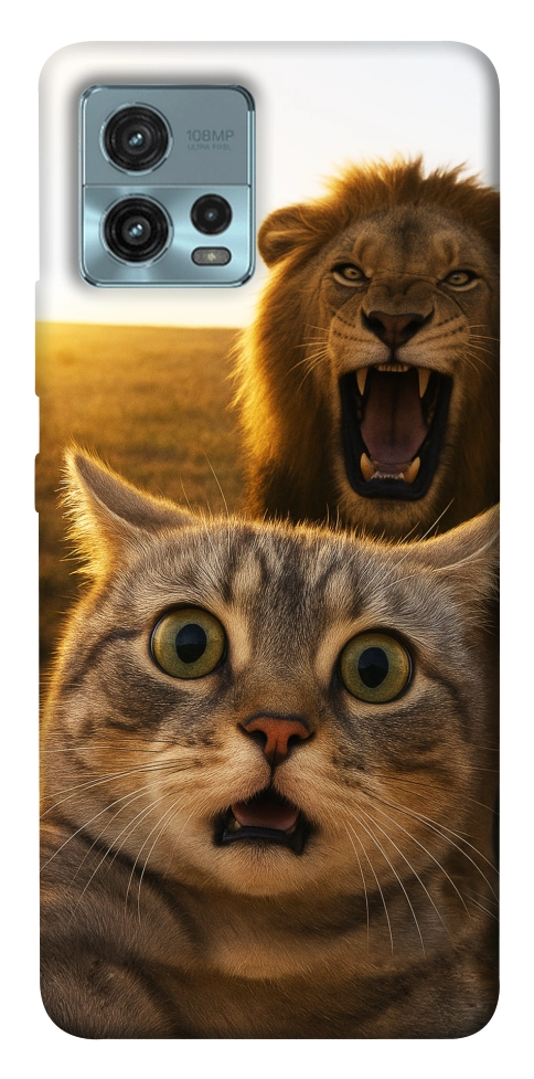Чехол Shocked cat and lion для Motorola Moto G72