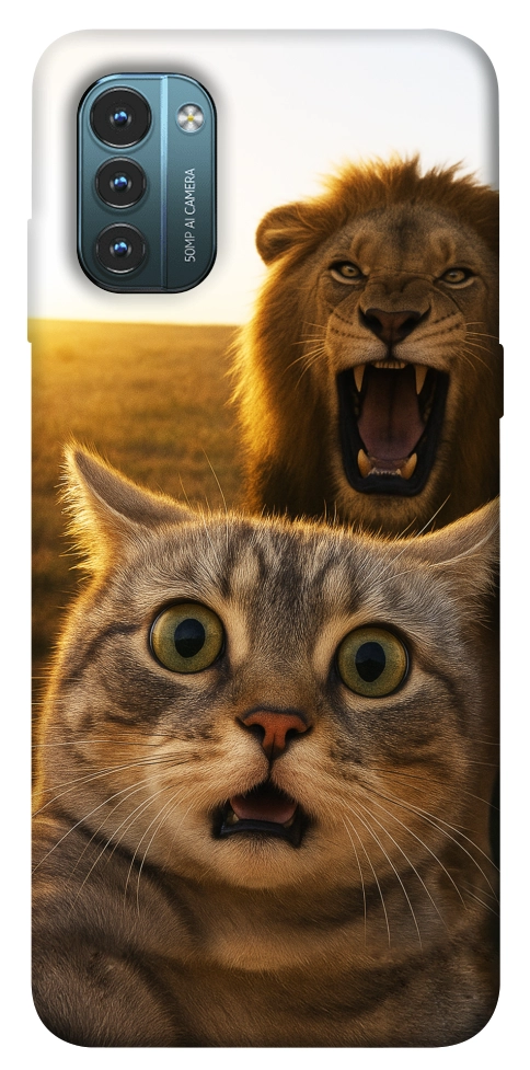 Чохол Shocked cat and lion для Nokia G21