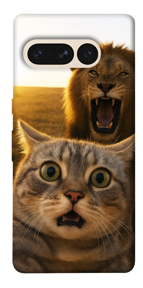 Чехол Shocked cat and lion для Google Pixel 7 Pro
