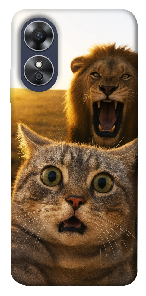 Чехол Shocked cat and lion для Oppo A17