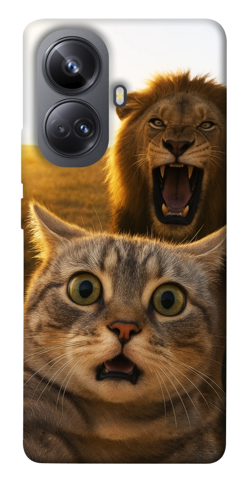 Чехол Shocked cat and lion для Realme 10 Pro+