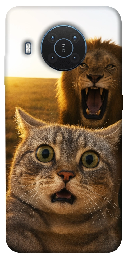 Чехол Shocked cat and lion для Nokia X20