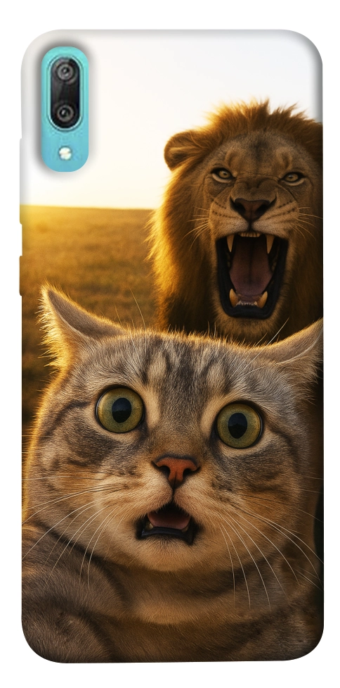Чохол Shocked cat and lion для Huawei Y6 Pro (2019)