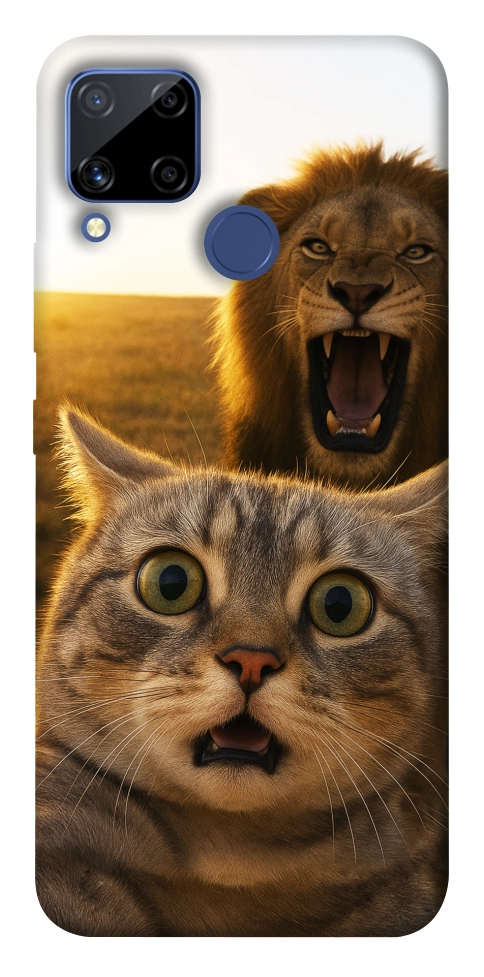 Чехол Shocked cat and lion для Realme C15