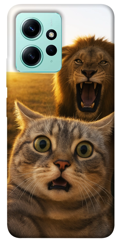 Чохол Shocked cat and lion для Xiaomi Redmi Note 12 4G