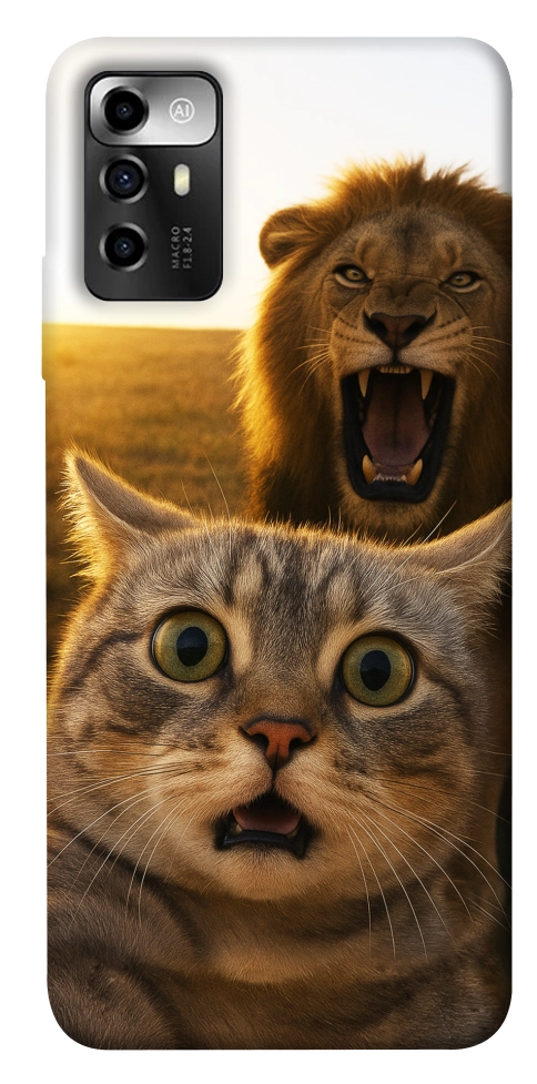 Чехол Shocked cat and lion для ZTE Blade A72