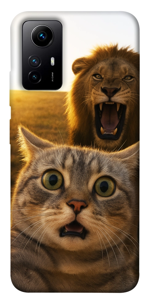 Чохол Shocked cat and lion для Xiaomi Redmi Note 12S