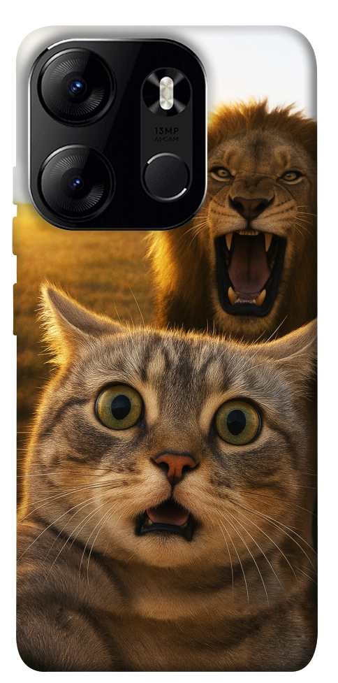 Чохол Shocked cat and lion для Tecno Spark Go 2023