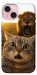 Чехол Shocked cat and lion для iPhone 15