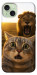 Чехол Shocked cat and lion для iPhone 15 Plus