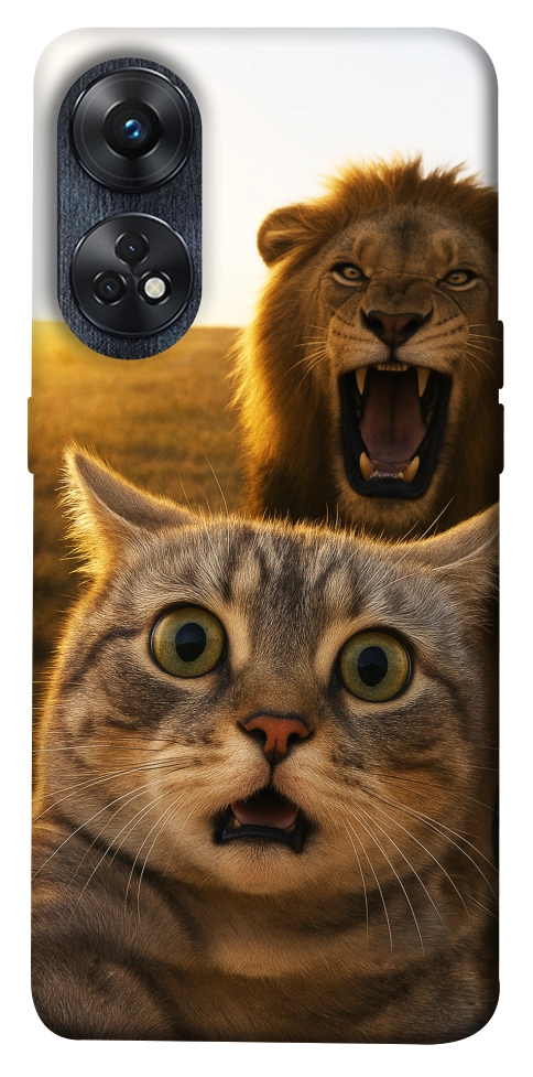Чехол Shocked cat and lion для Oppo Reno 8 T 4G