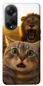 Чохол Shocked cat and lion для Oppo A58 4G