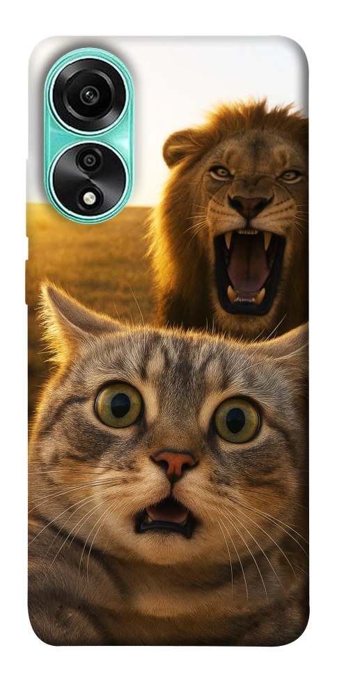 Чехол Shocked cat and lion для Oppo A78 4G
