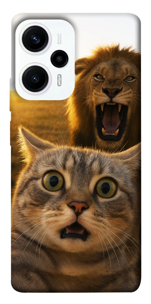 Чехол Shocked cat and lion для Xiaomi Poco F5