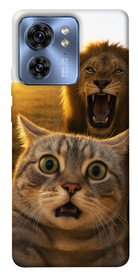 Чехол Shocked cat and lion для Motorola Edge 40