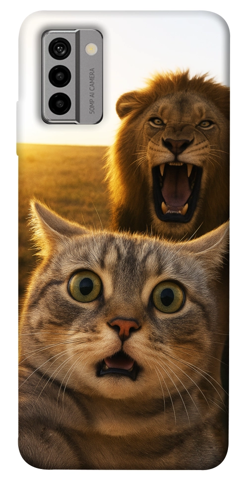 Чохол Shocked cat and lion для Nokia G22