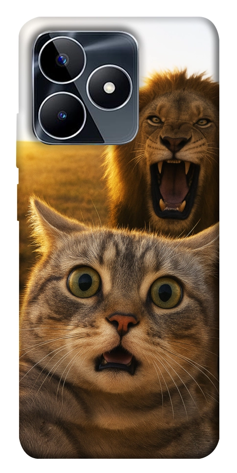 Чохол Shocked cat and lion для Realme C53