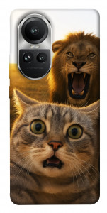 Чохол Shocked cat and lion для Oppo Reno10